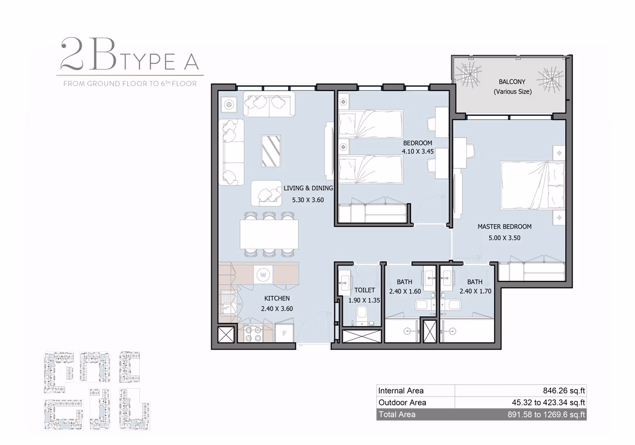 Royal Park Floor Plan 2 Bedroom Apartment