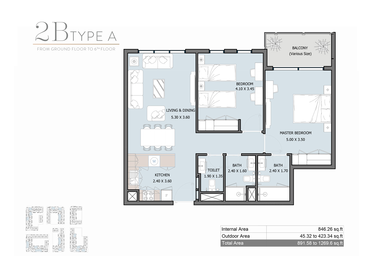 Royal Park Floor Plan 2 Bedroom Apartment
