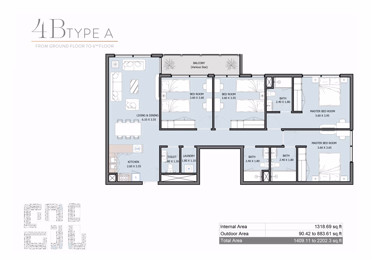 Royal Park Floor Plan 4 Bedroom Apartment Type A