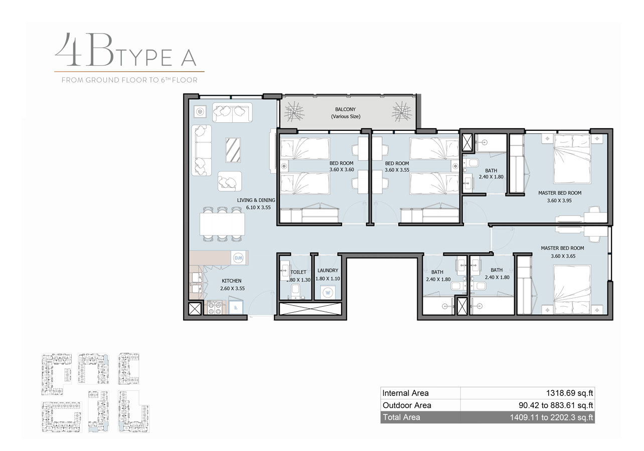 Royal Park Floor Plan 4 Bedroom Apartment Type A