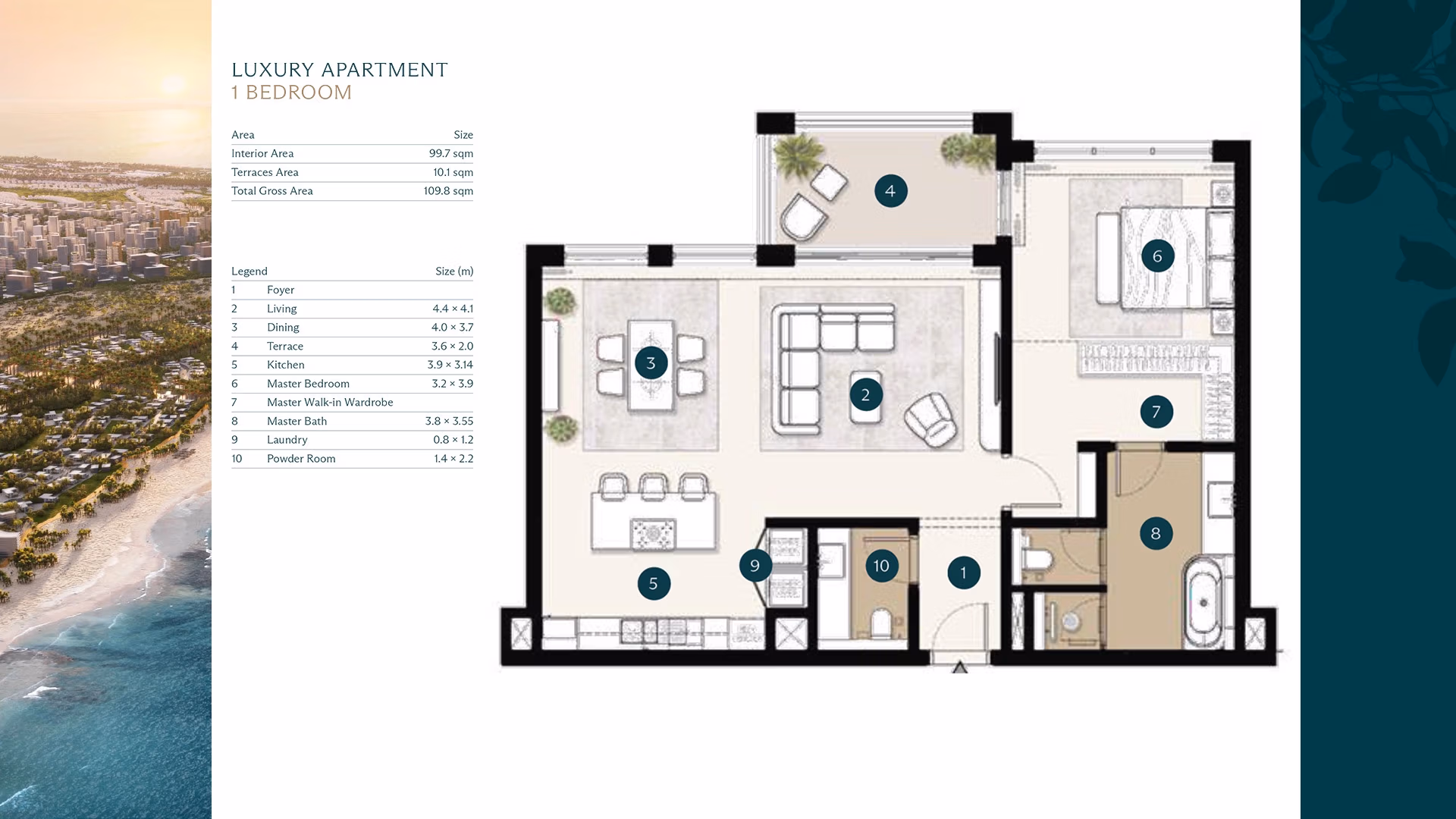 Ras Al Hekma 1BR Floor Plan Luxury Apartments