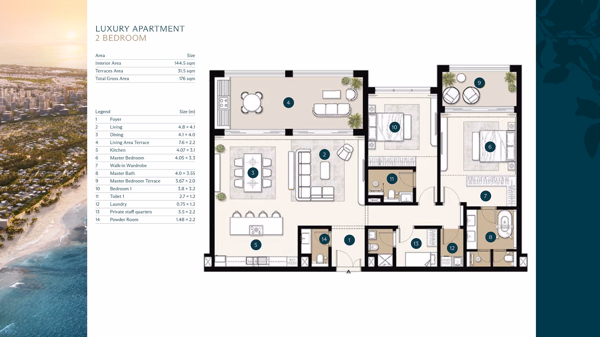 Ras Al Hekma 2BR Floor Plan Luxury Apartments