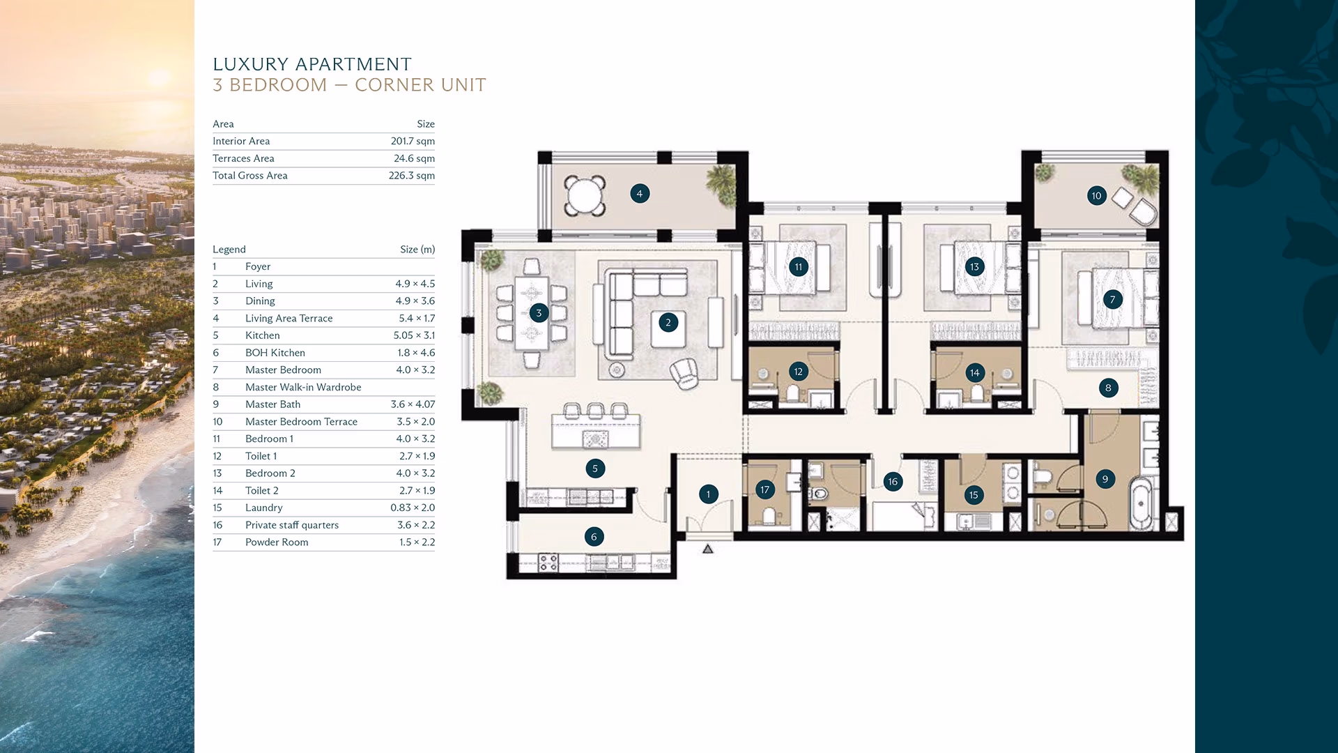 Ras Al Hekma 3BR Floor Plan Luxury Apartments