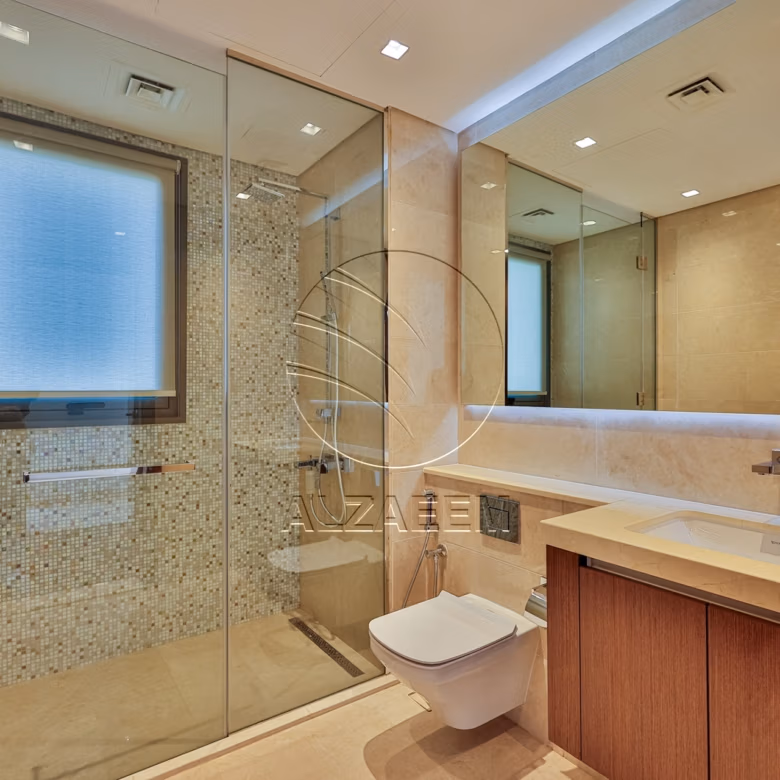 Modern bathroom with glass shower