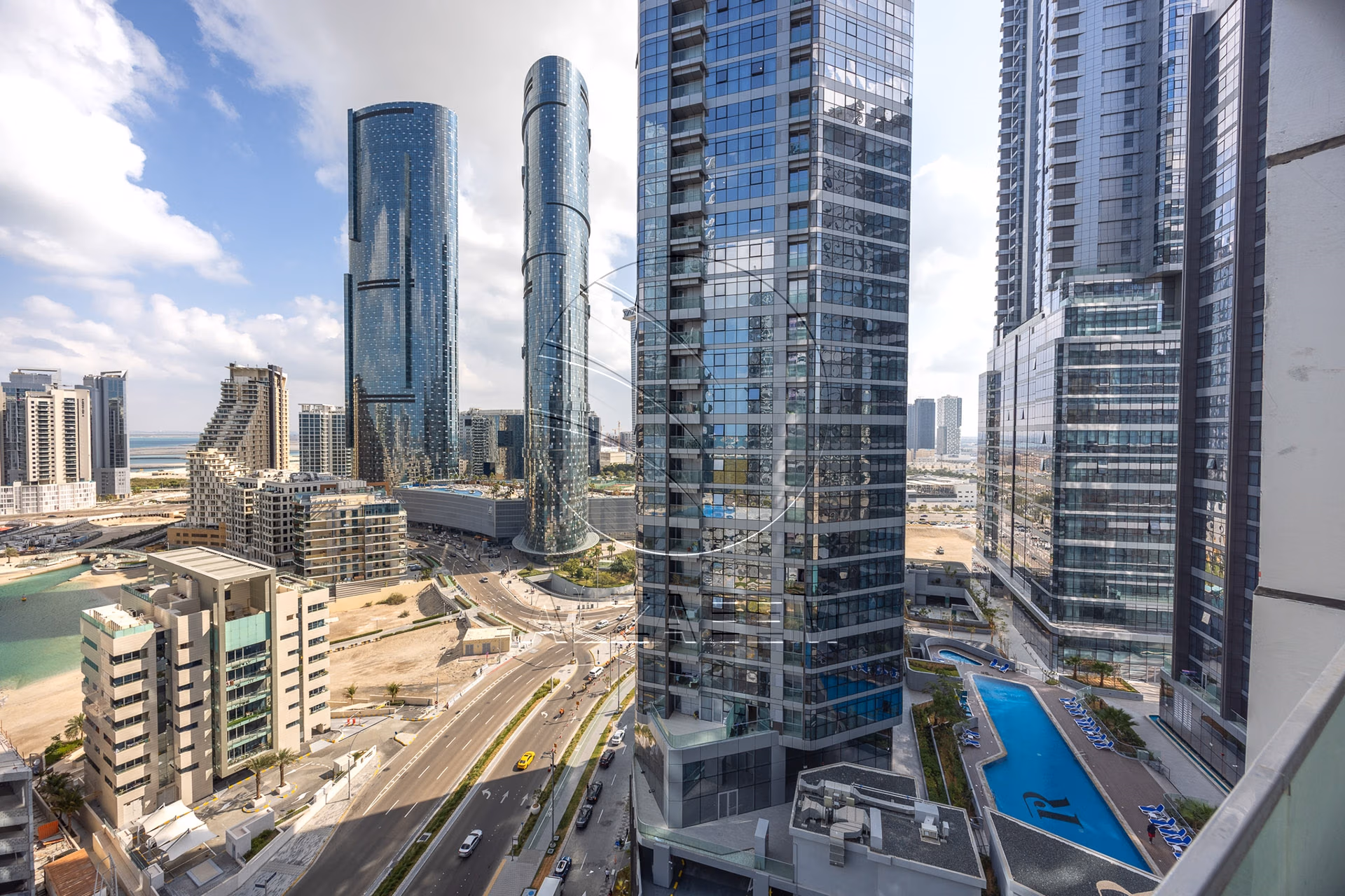 Apartment for Rent in Radiant Viewz Towers, City of Lights. Corner 3BR | Pool and Partial Mangrove Views
