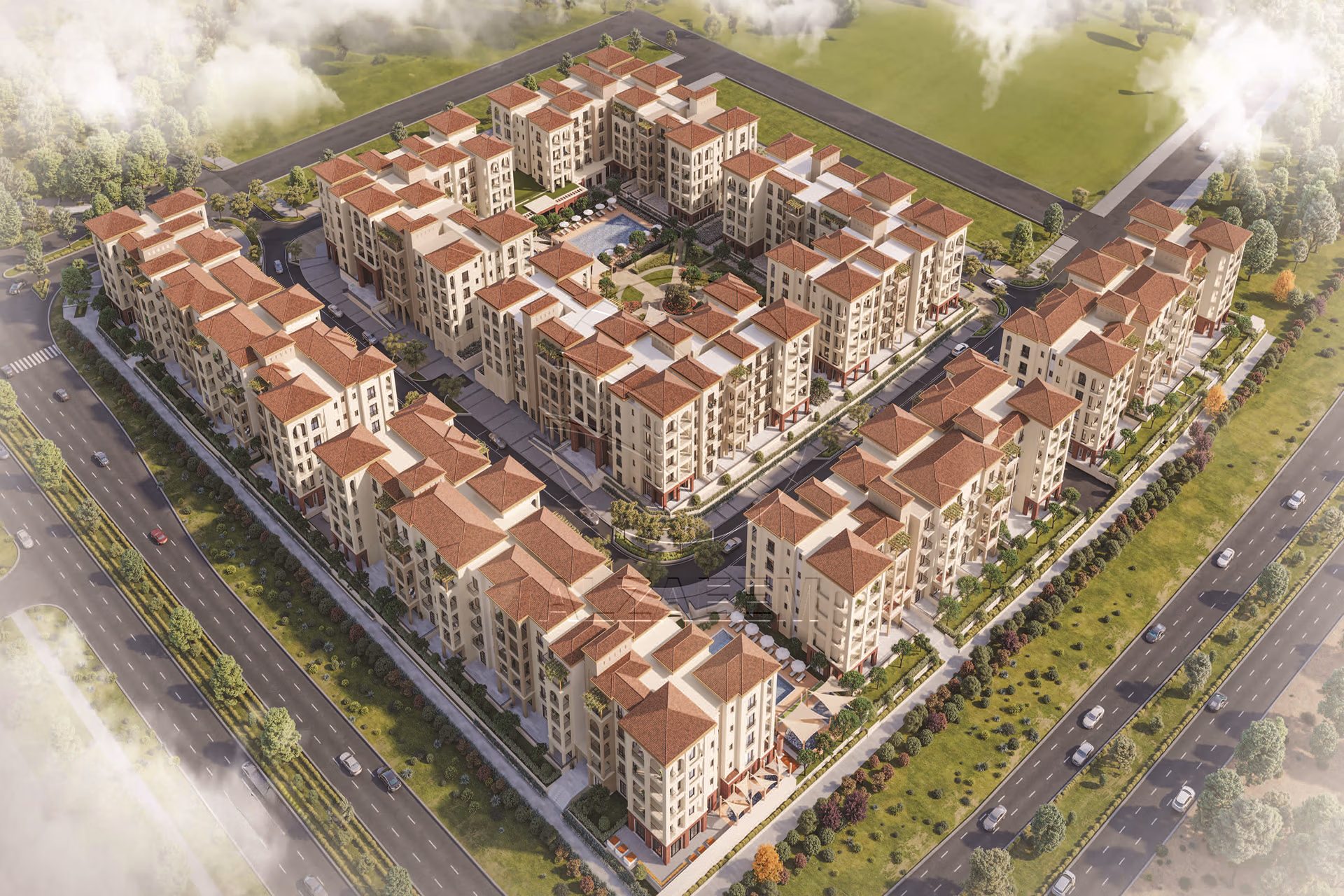 Apartment for Sale in Bloom Living, Zayed City (Khalifa City C). 254 SqM | Corner | Spacious Terrace + Garden