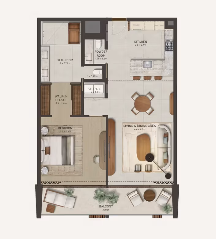 Nobu residences floor plan 1 bedroom Apartment