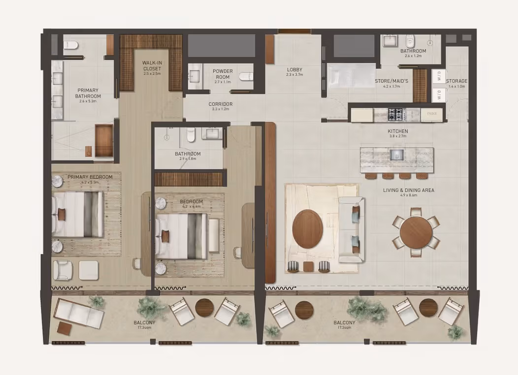 Nobu residences floor plan 2 bedroom Apartment