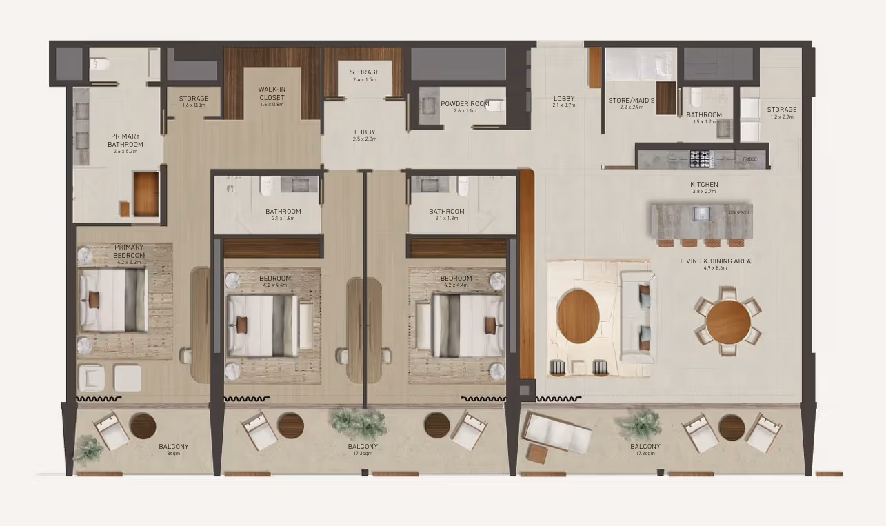Nobu residences floor plan 3 bedroom Apartment