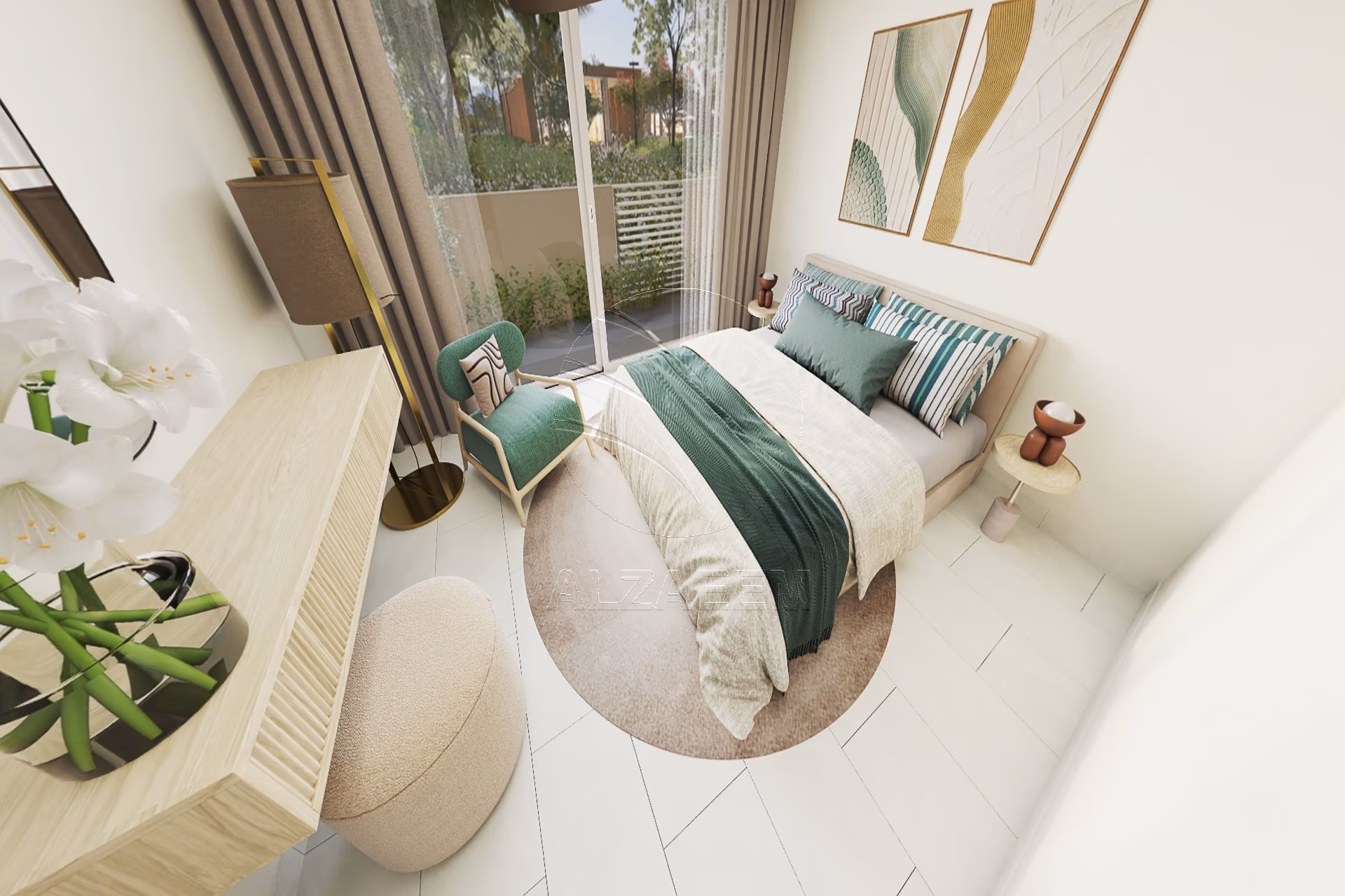 Corner 2BR with Big Terrace Facing the Garden. Apartment for sale in Yas Riva Residences, Yas Island