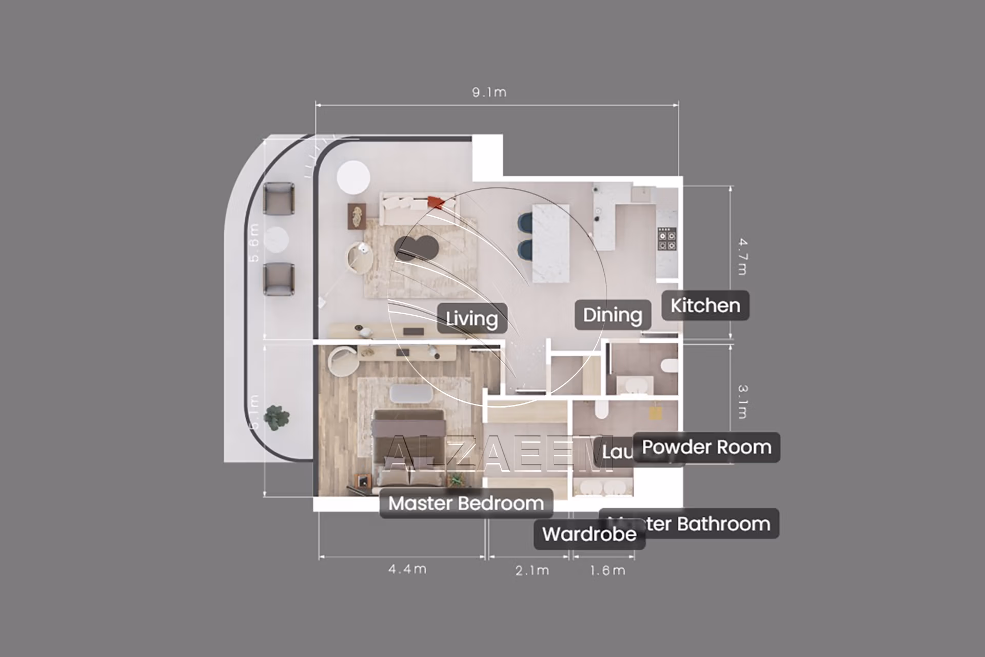Huge Size 1BR - Mid Level | Community View