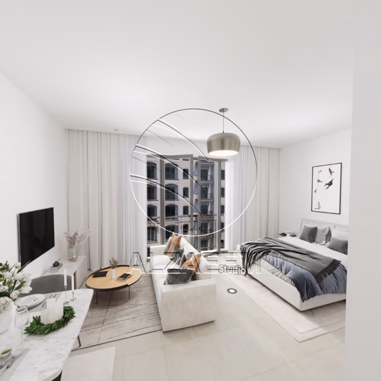 Studio mid floor + Partial Golf View and Community