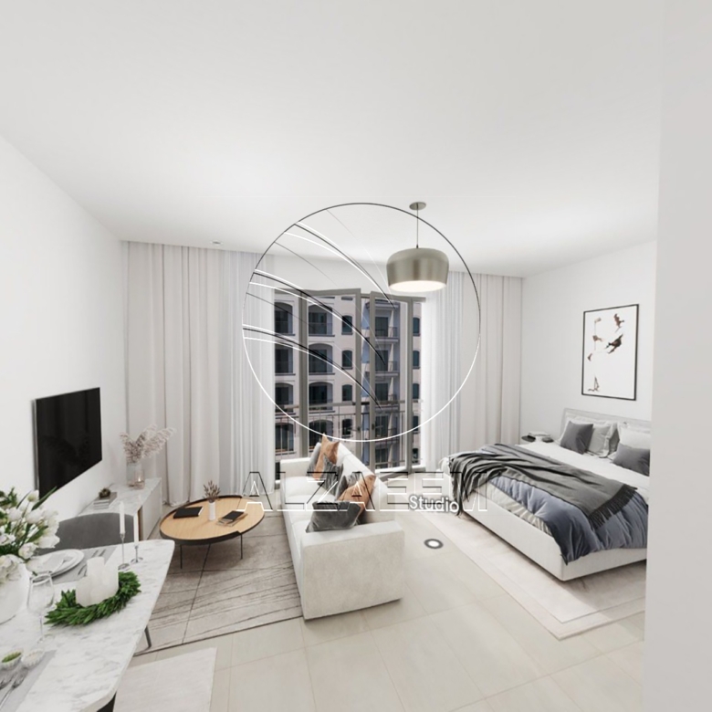 Studio mid floor + Partial Golf View and Community