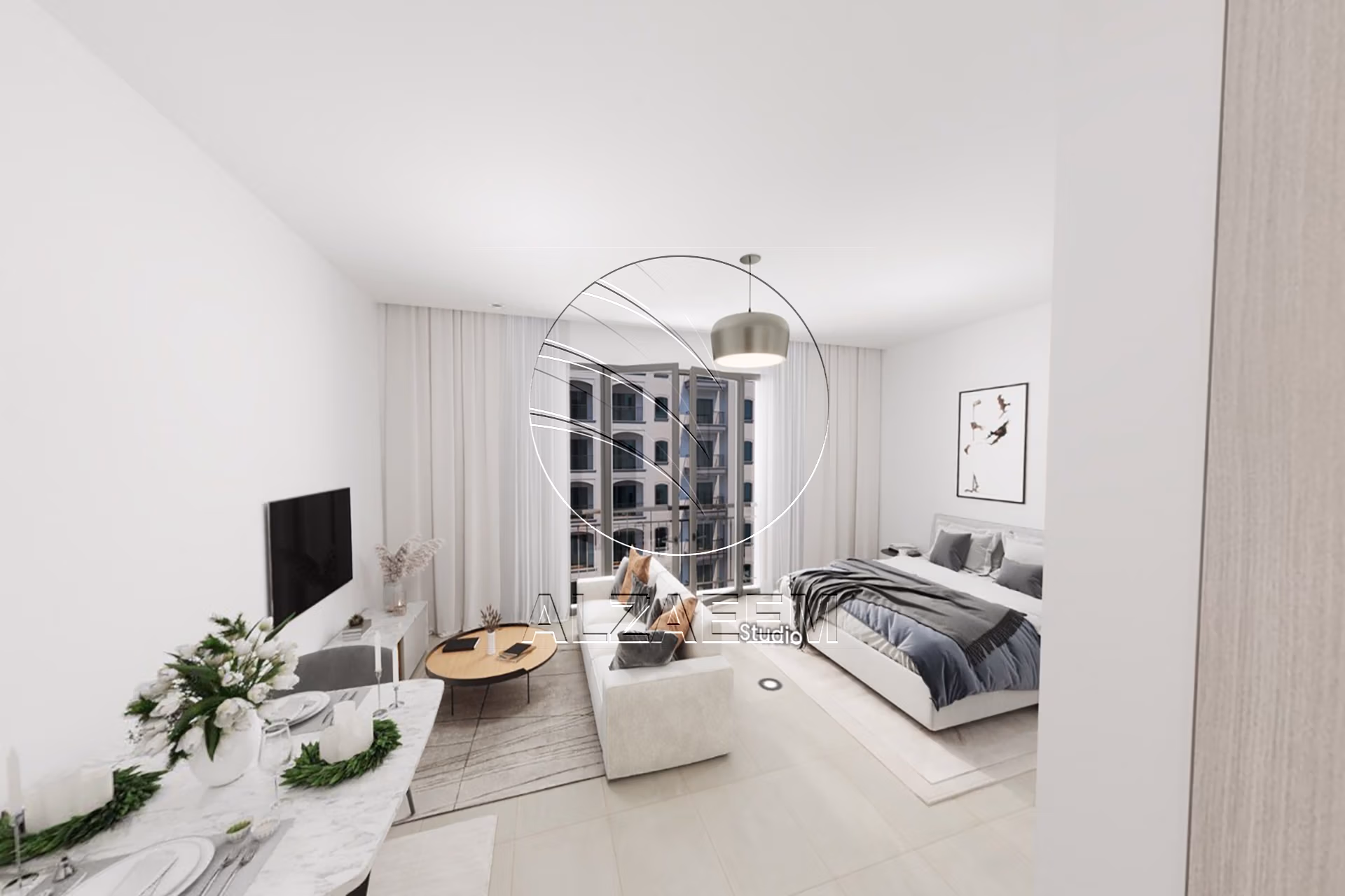 Studio mid floor + Partial Golf View and Community