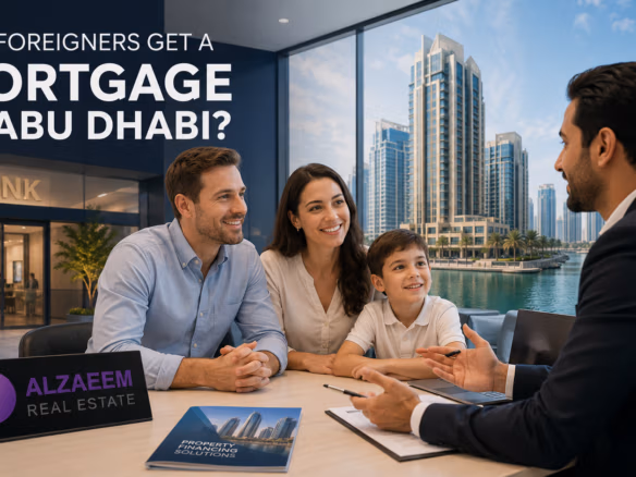 Al Zaeem Real Estate advisor discussing mortgage options in Abu Dhabi with foreign property buyers