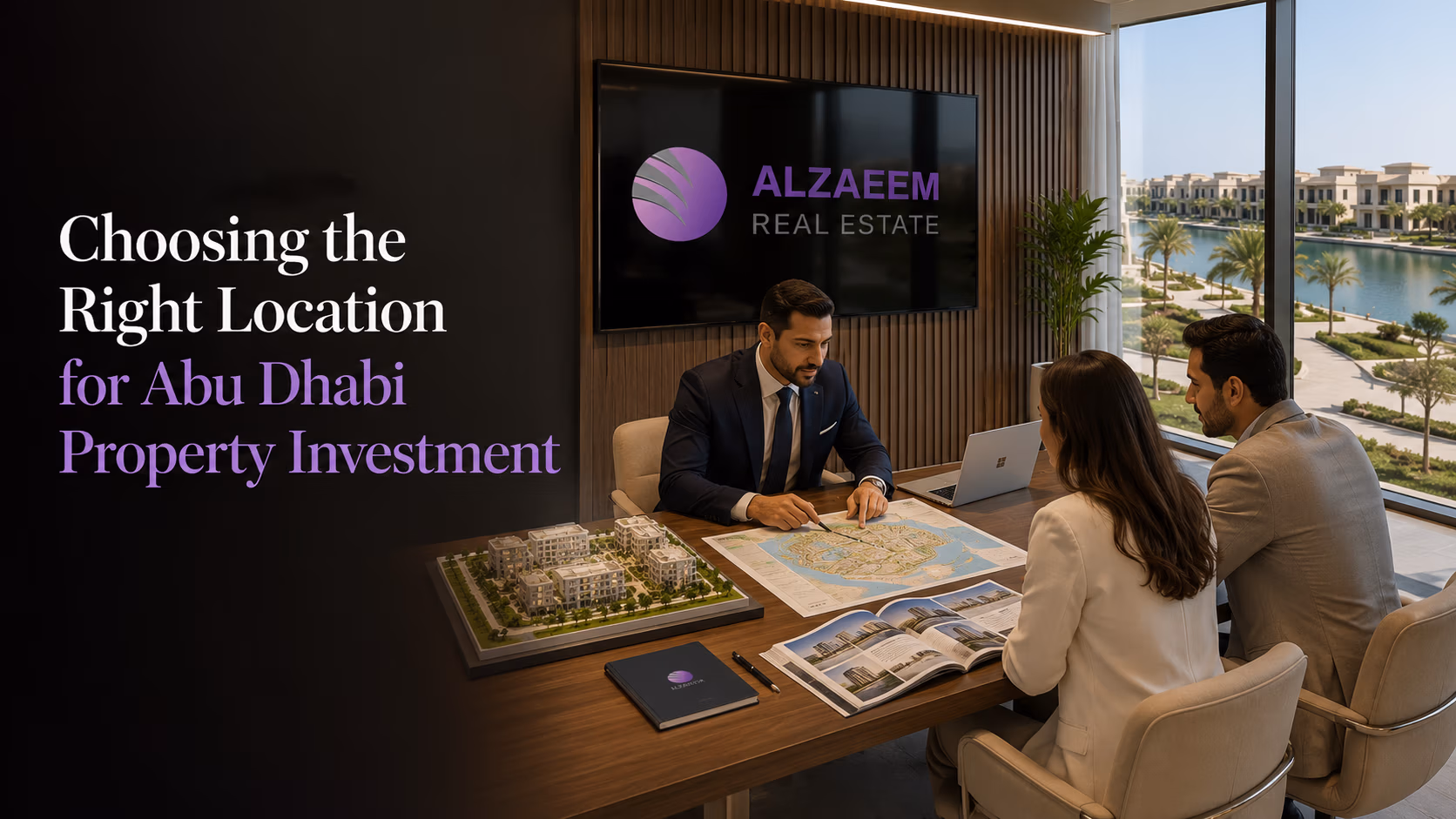 Al Zaeem Real Estate advisor helping clients choose the right location for Abu Dhabi property investment