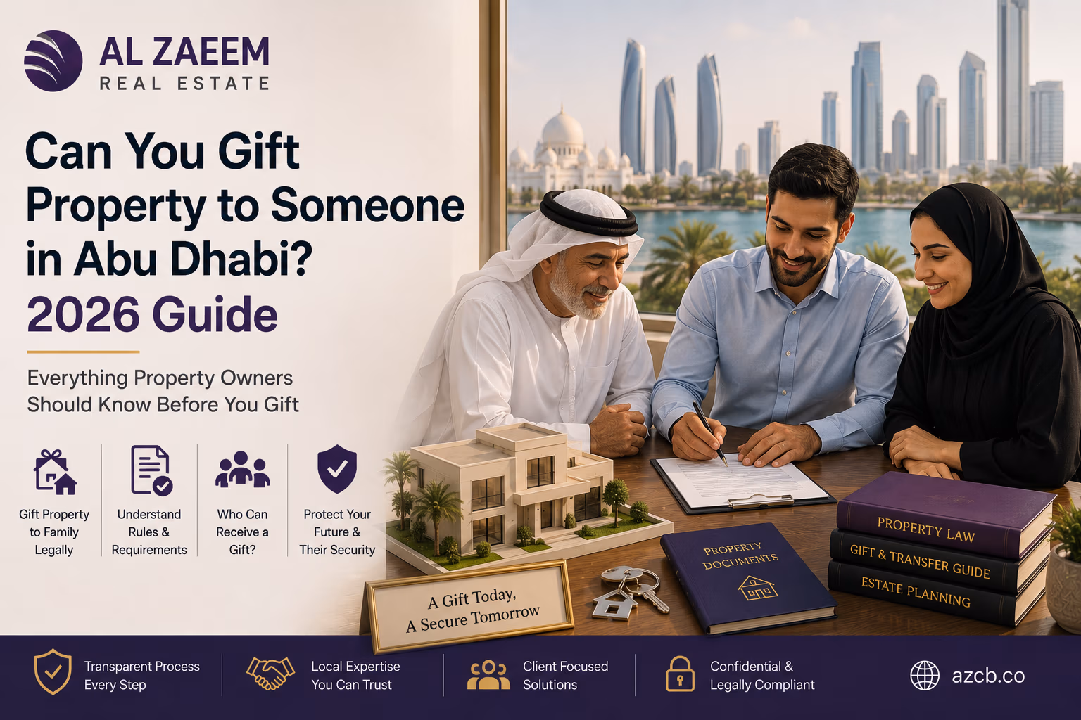 Family discussing the gift transfer of an Abu Dhabi property