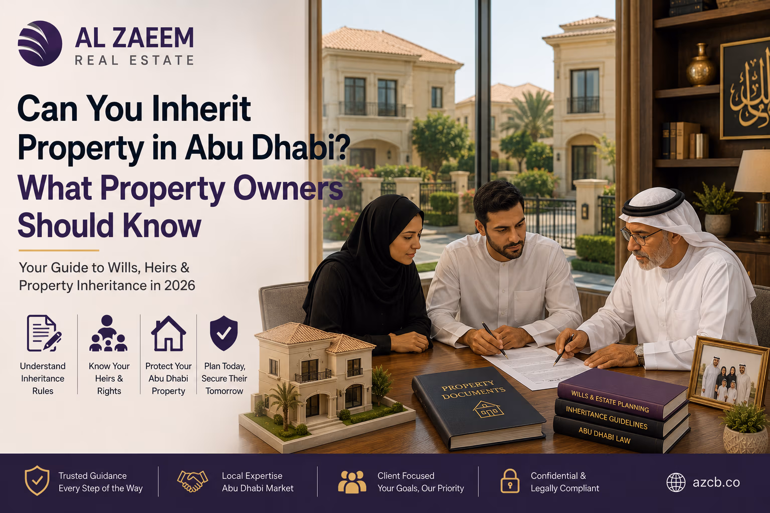 Family reviewing inheritance plans for an Abu Dhabi property