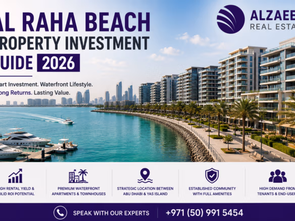 Al Raha Beach property investment guide featuring waterfront residences and marina living in Abu Dhabi