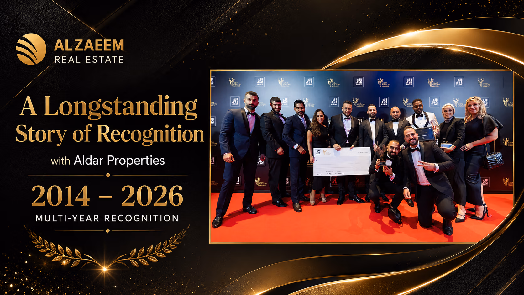 Al Zaeem Real Estate team with Aldar Properties award recognition