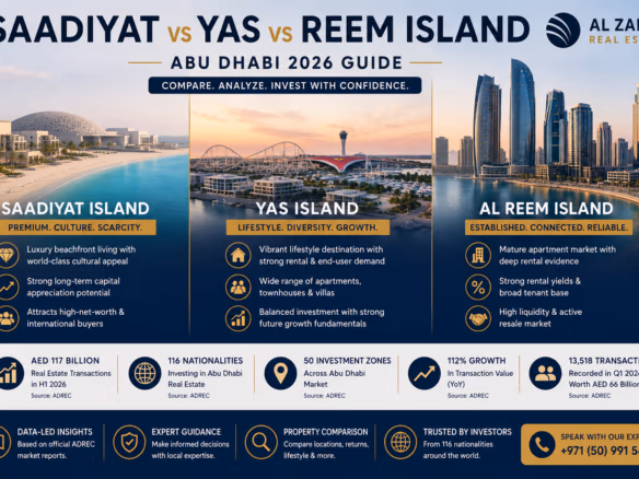 Saadiyat vs Yas vs Reem Island property investment comparison in Abu Dhabi 2026