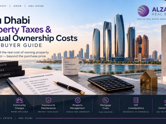 Abu Dhabi Property Taxes and Annual Ownership Costs 2026 buyer guide covering service charges, maintenance, mortgage costs, VAT and total ownership expenses