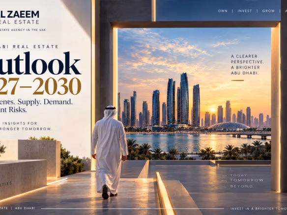 Abu Dhabi Real Estate Outlook 2027–2030 covering property prices, rents, supply pipeline, demand, market risks and investor strategy