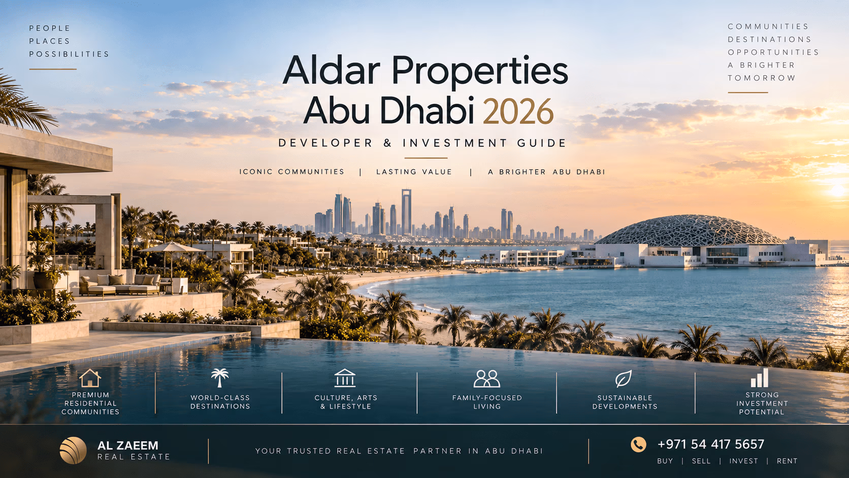 Best Aldar projects in Abu Dhabi 2026 featuring premium communities across Saadiyat Island, Yas Island, Fahid Island and other investment destinations