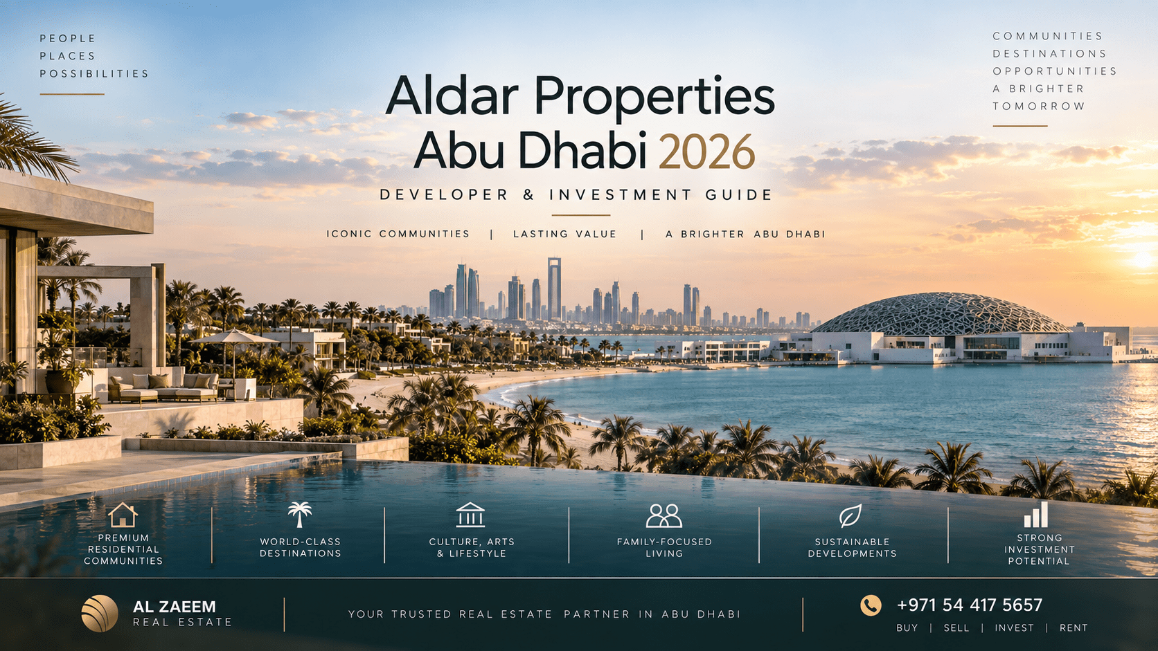 Best Aldar projects in Abu Dhabi 2026 featuring premium communities across Saadiyat Island, Yas Island, Fahid Island and other investment destinations