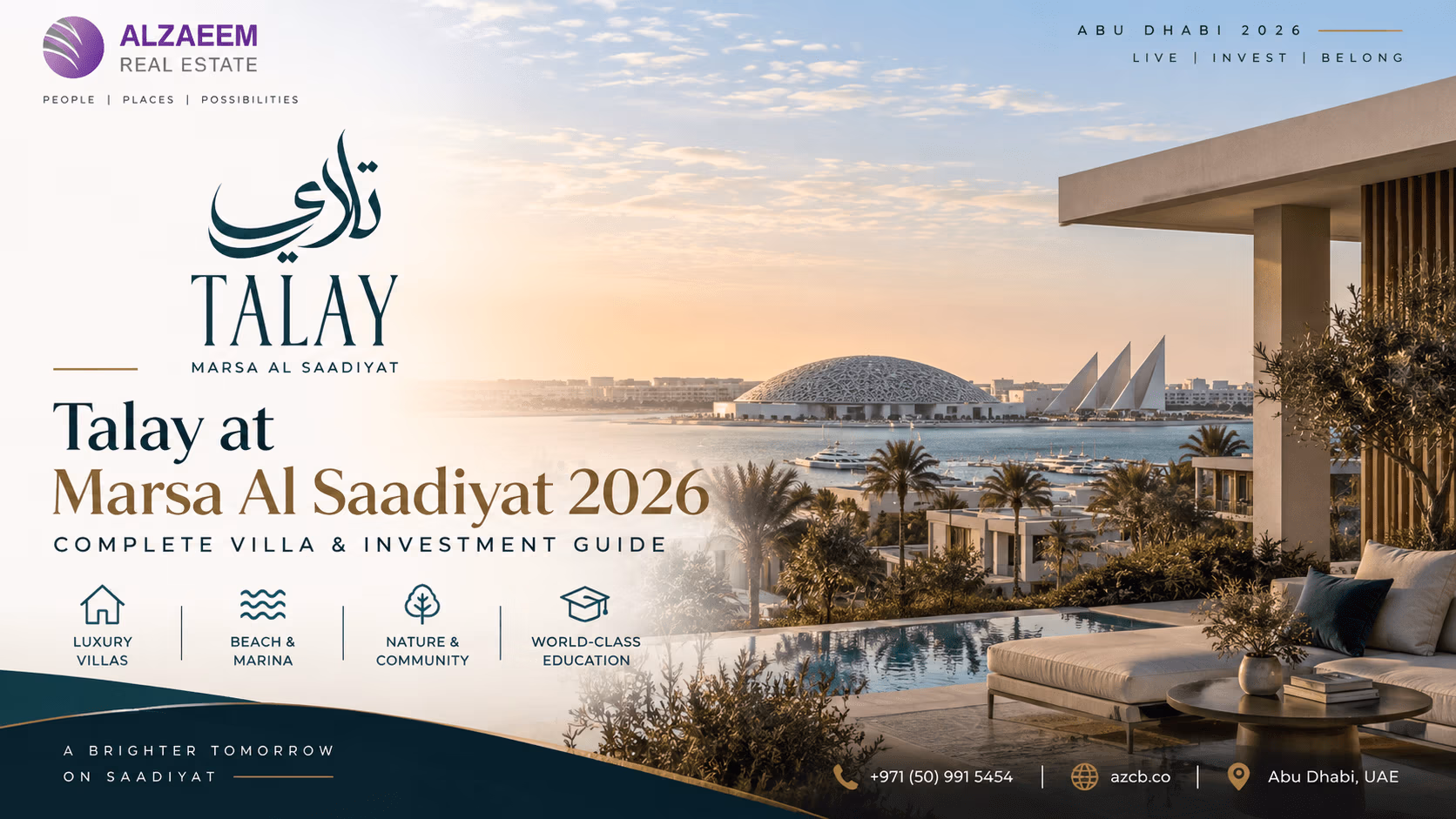 Talay at Marsa Al Saadiyat 2026 villa and investment guide featuring luxury waterfront villas, marina views and Saadiyat Island