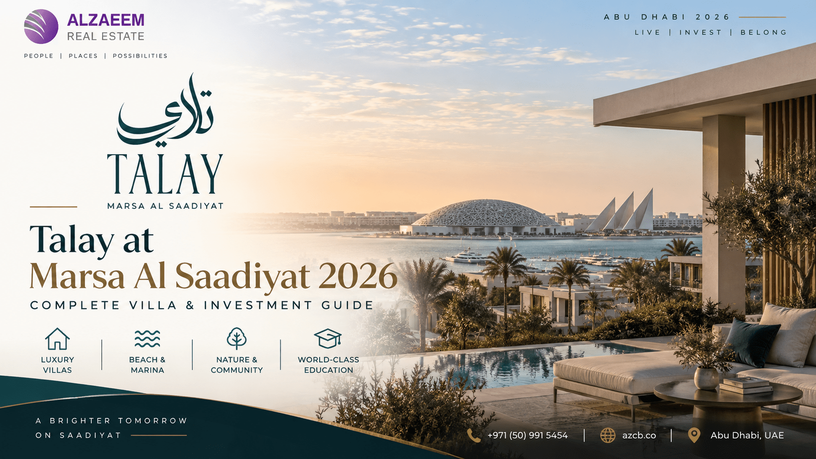 Talay at Marsa Al Saadiyat 2026 villa and investment guide featuring luxury waterfront villas, marina views and Saadiyat Island
