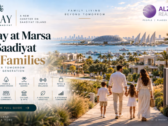 Talay at Marsa Al Saadiyat for families in 2026 featuring luxury villas, parks, schools, marina living and Saadiyat Island waterfront