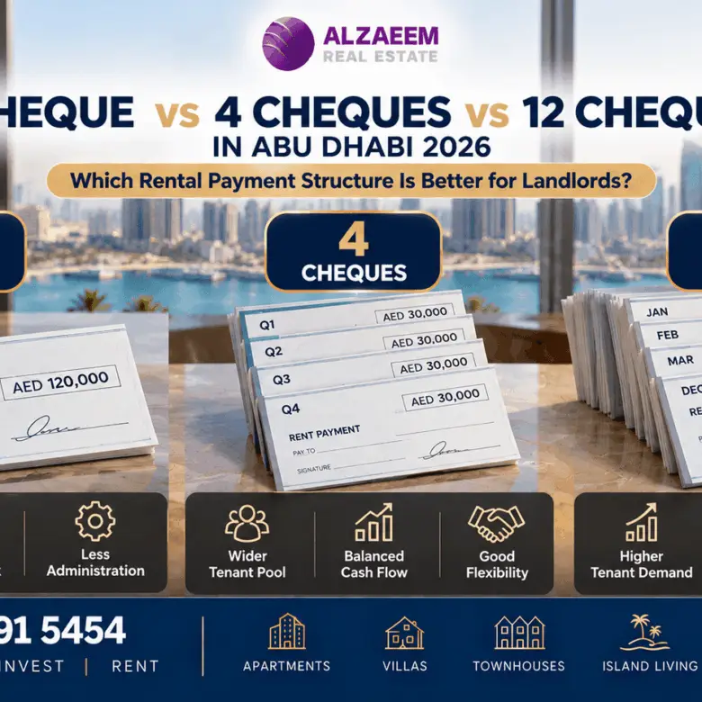 1 Cheque vs 4 Cheques vs 12 Cheques in Abu Dhabi 2026 — Which Rental Structure Is Better for Landlords?
